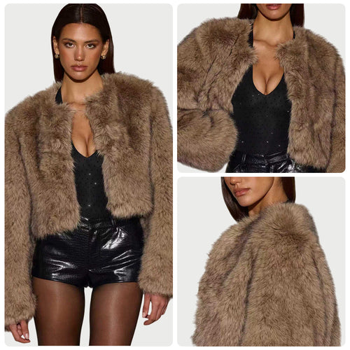 Damen Kunstpelz Jacke mit luxuriösem Finish und schickem Schnitt Drune
