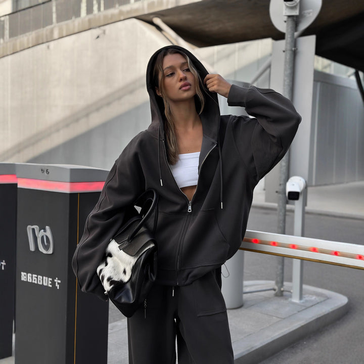 Damen lässiges Oversized-Loungewear-Set mit praktischem Kordelzug Drune
