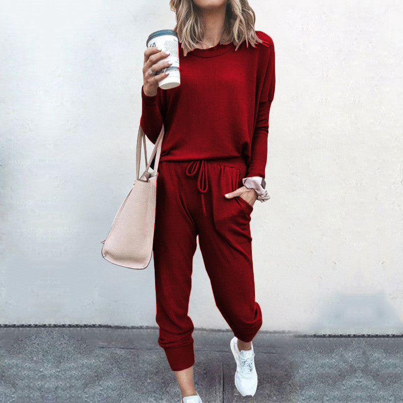 Damen Bequemer Jumpsuit mit modischem Rundhalsausschnitt und regulierbarem Bund Drune