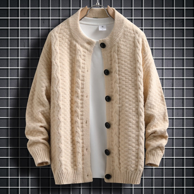 Damen Strickjacke mit strukturiertem Zopfmuster und durchgehenden Knöpfen Drune
