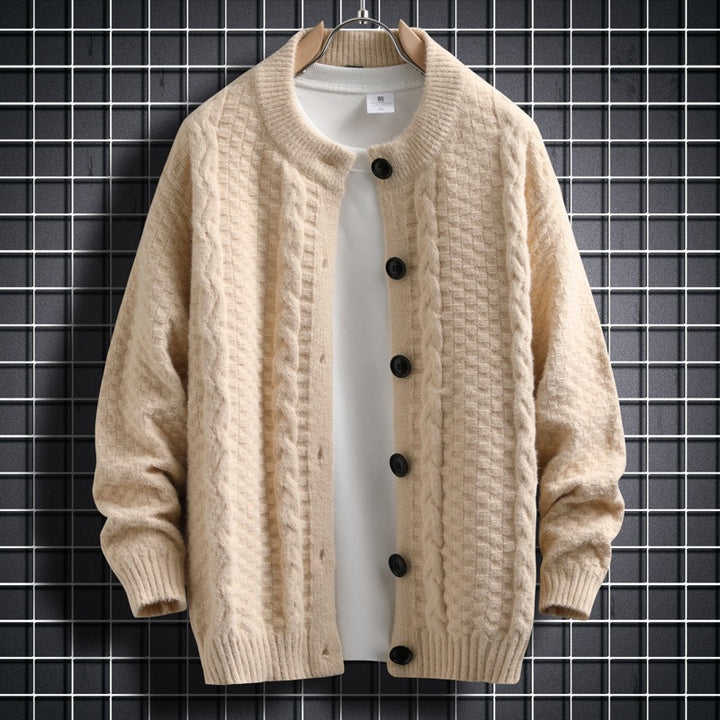 Damen Strickjacke mit strukturiertem Zopfmuster und durchgehenden Knöpfen Drune
