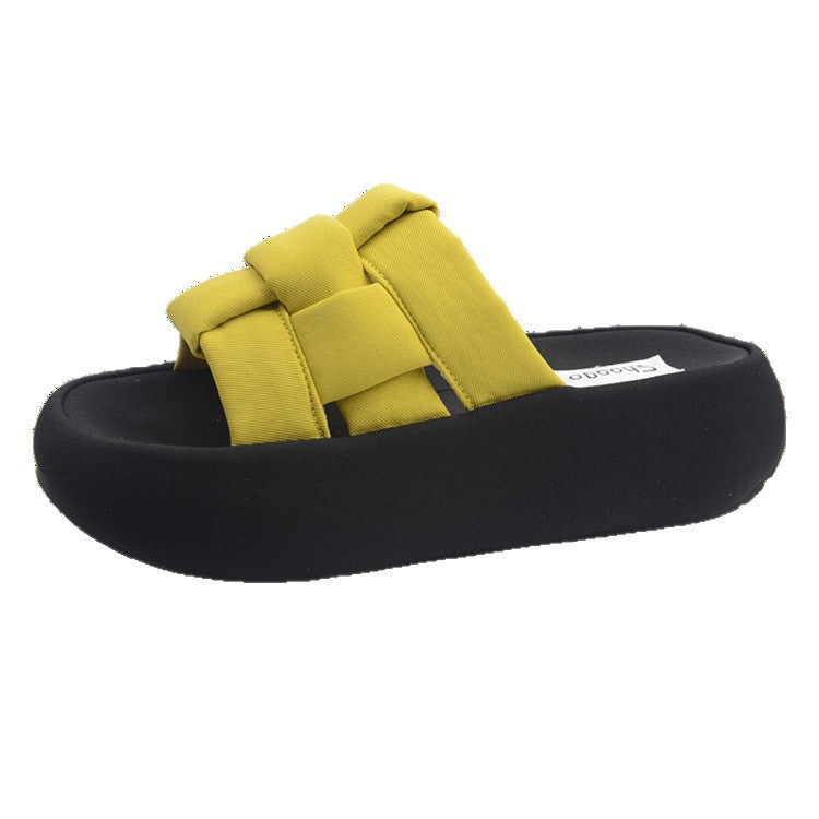 Damen bequeme Platform-Pantoletten mit gekreuzten Riemen Drune