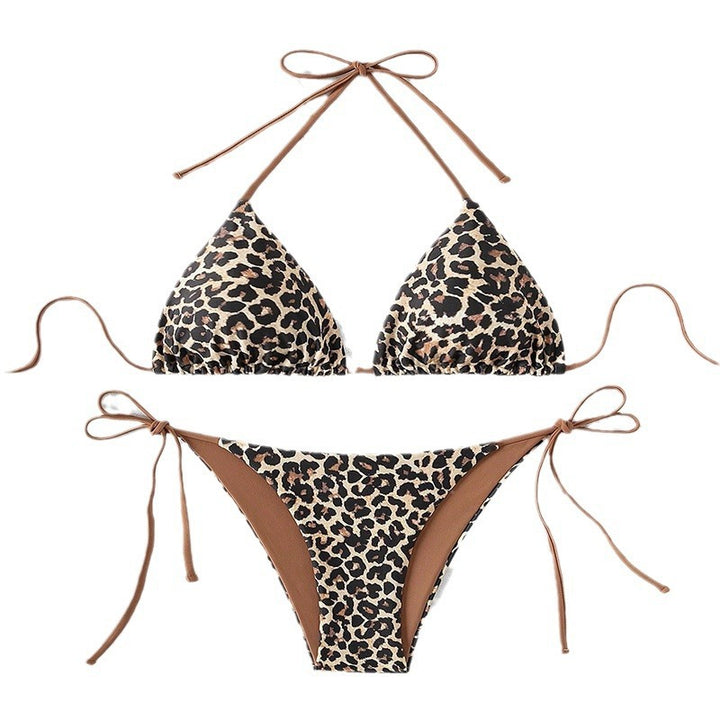 Damen Triangel-Bikini mit animalischem Muster und verstellbaren Bindebändern Drune