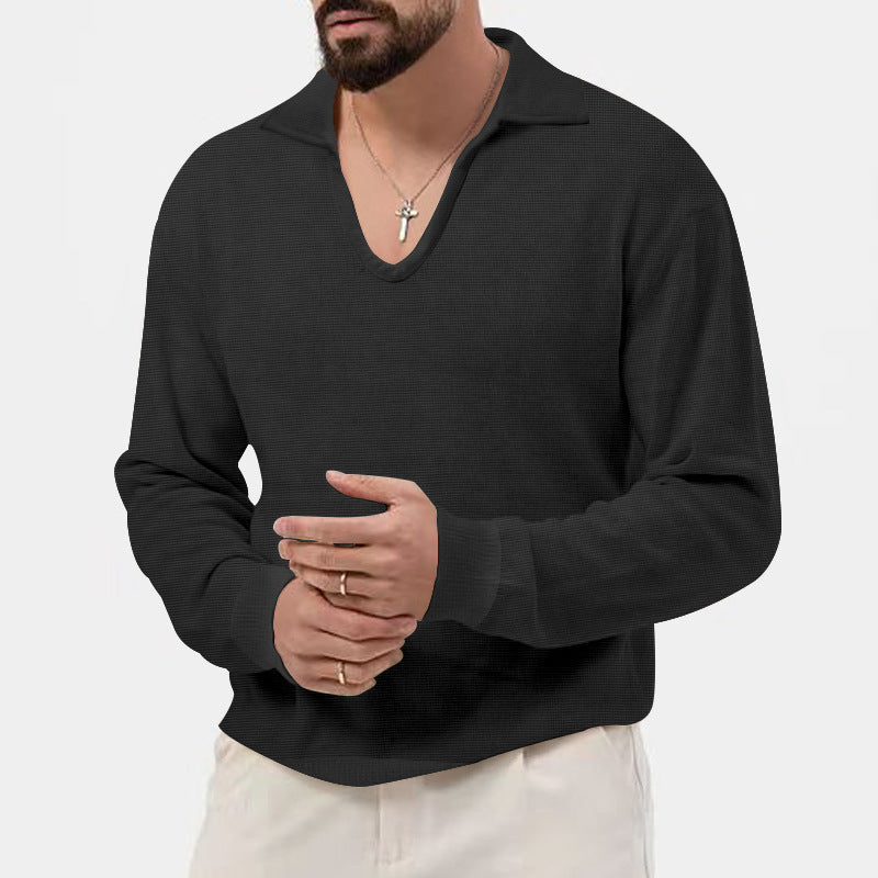 Herren eleganter Pullover mit V-Ausschnitt und strukturiertem Design Drune