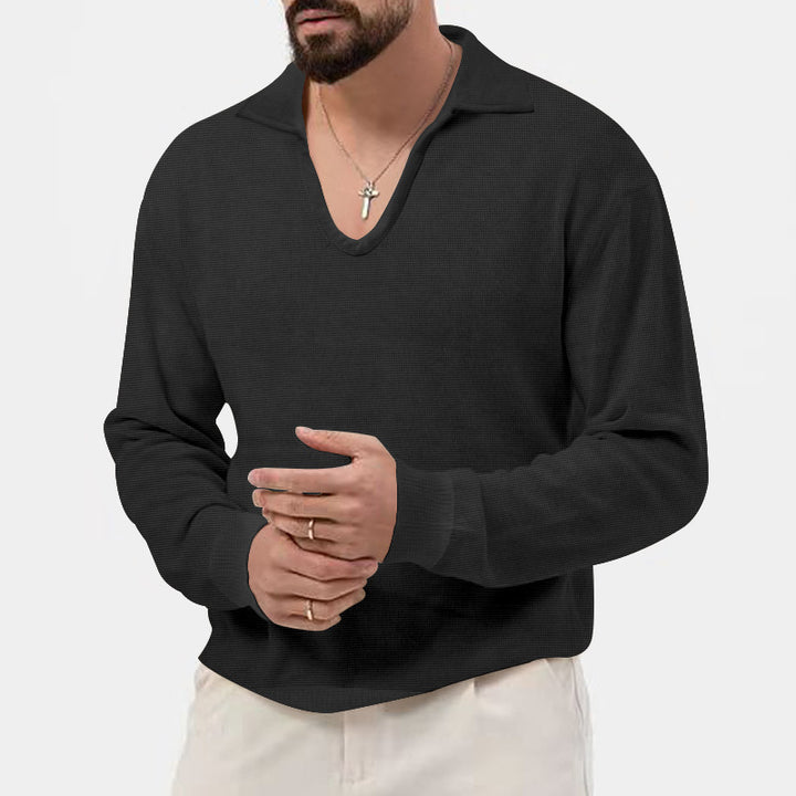 Herren eleganter Pullover mit V-Ausschnitt und strukturiertem Design Drune