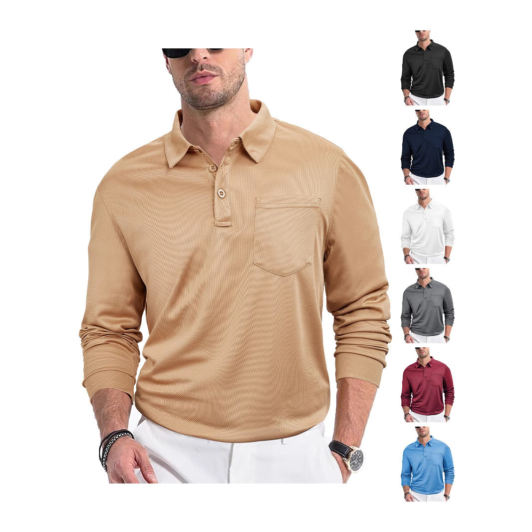 Herren Polohemd mit modernem Strukturdesign und praktischer Brusttasche Drune