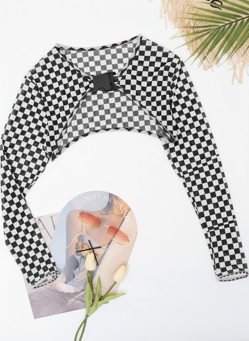 Damen Einteiler Badeanzug mit modischem Cut-Out und langen Ärmeln Drune