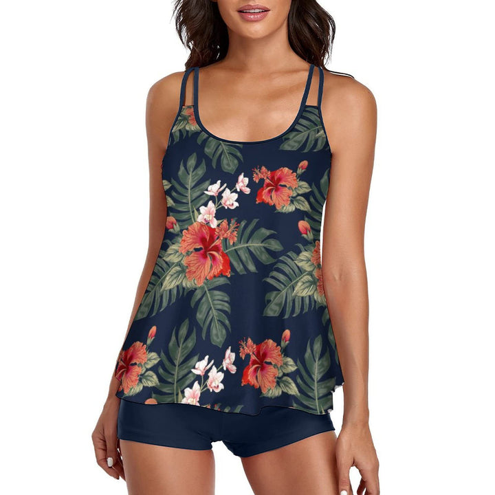 Damen Tankini mit floralen Mustern und verstellbaren Trägern Drune