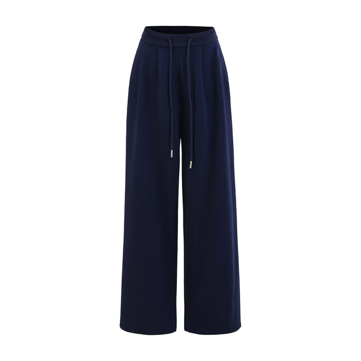 Damen Weite Lounge-Hose mit elastischem Bund und Kordelzug Drune