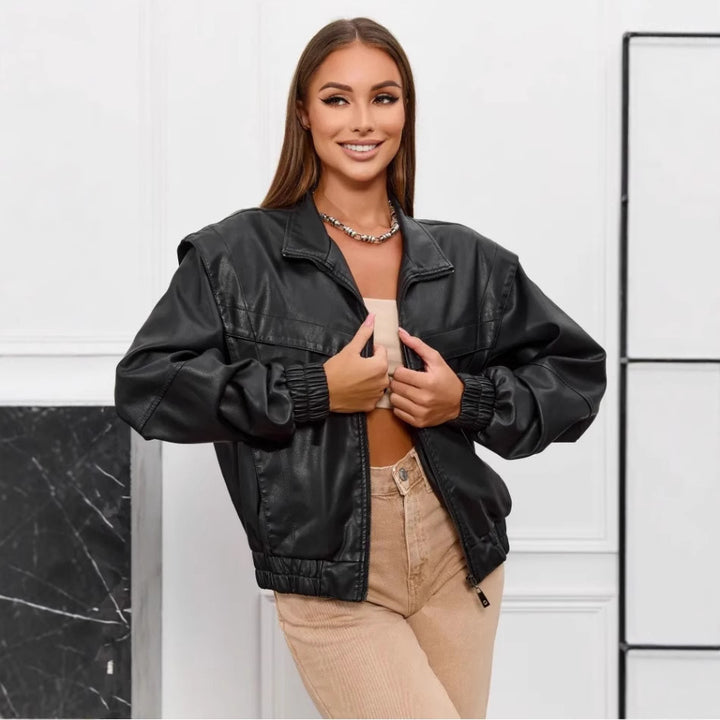 Damen modische Kunstlederjacke Drune
