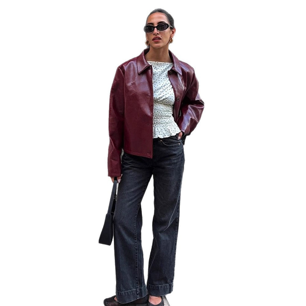 Damen Kunstlederjacke mit eleganter Passform Drune
