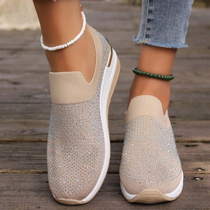 Damen Modische Sneaker mit Strass und Plateau Drune