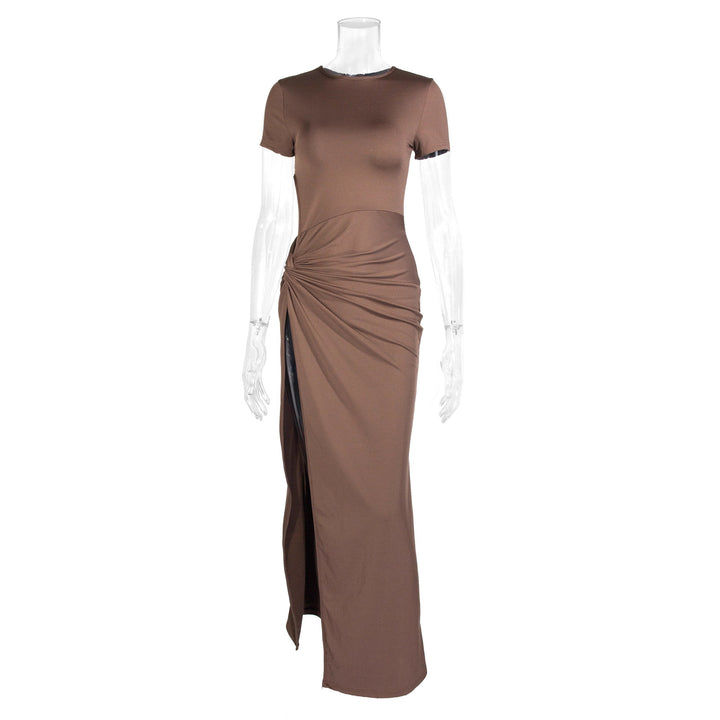 Damen Maxikleid mit seitlichem Schlitz und Knoteinsatz Drune