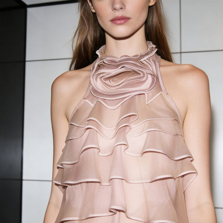 Damen luftige Rüschenkleid Drune