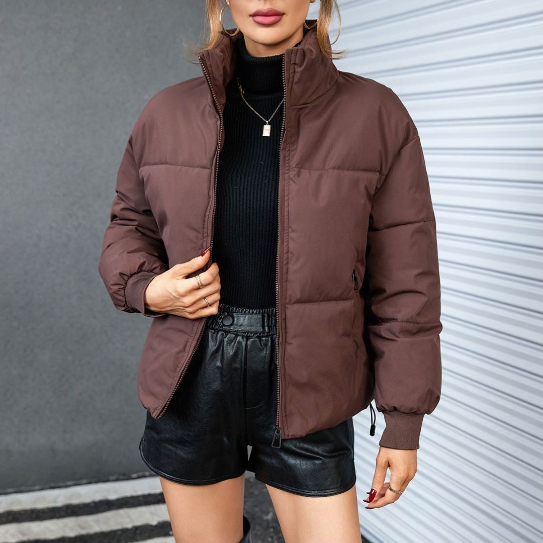 Damen gesteppte Winterjacke im sportlichen Design mit hohem Kragen Drune