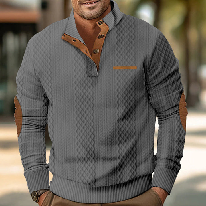 Herren Strickpullover mit modernem Kragen und strukturierter Oberfläche Drune