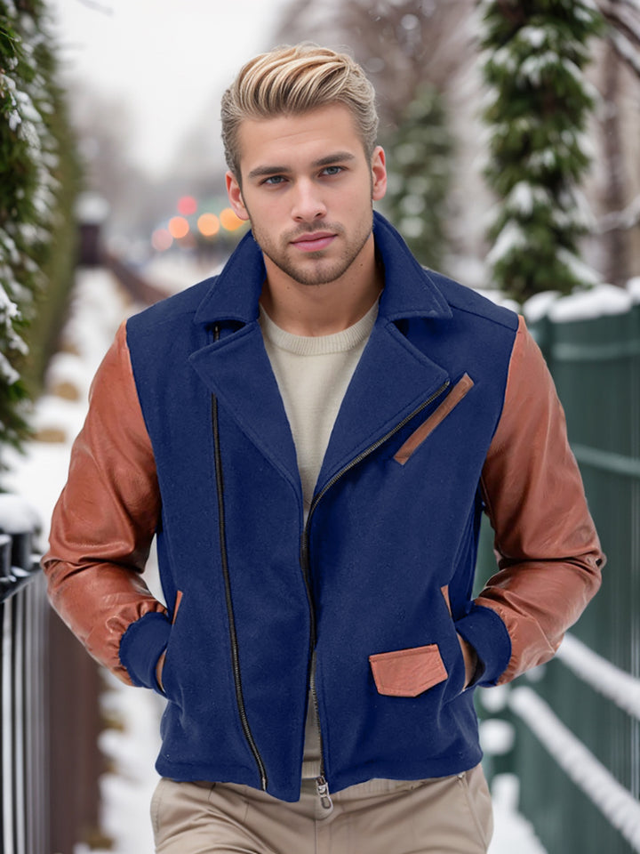 Herren sportlich-elegante Jacke mit Kunstleder-Ärmeln Drune