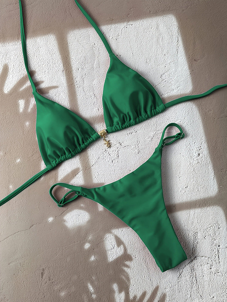 Damen Triangel-Bikini-Set mit verstellbaren Trägern und nahtlosem Design Drune