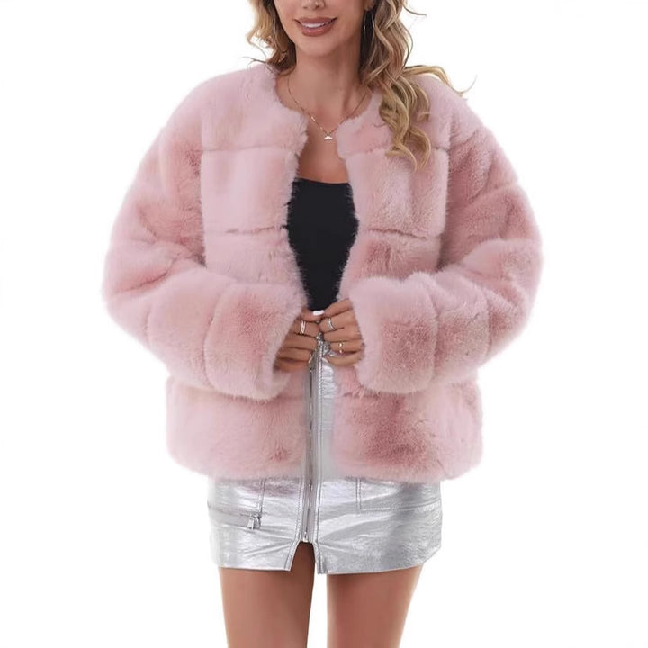 Damen Flauschige Kunstpelzjacke Drune