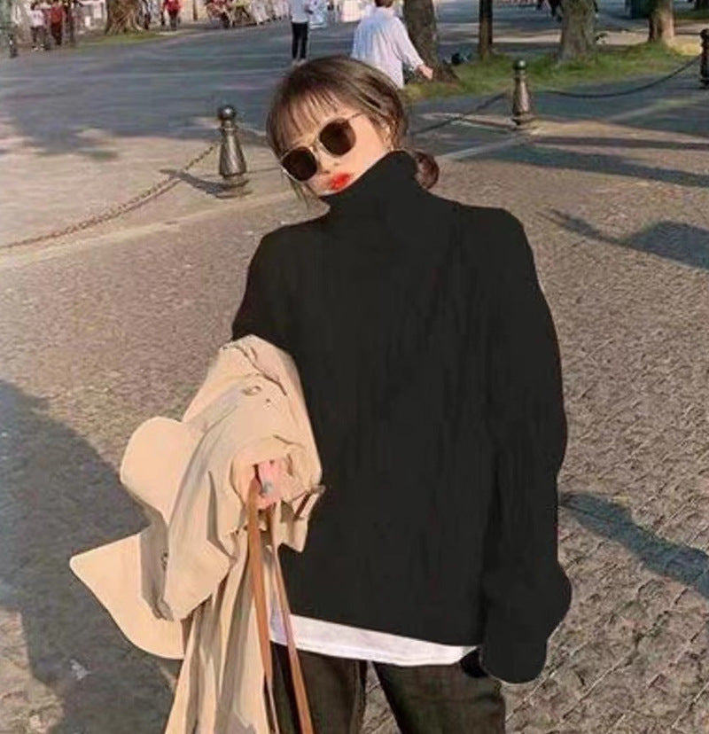Damen Strickpullover mit hohem Kragen Drune