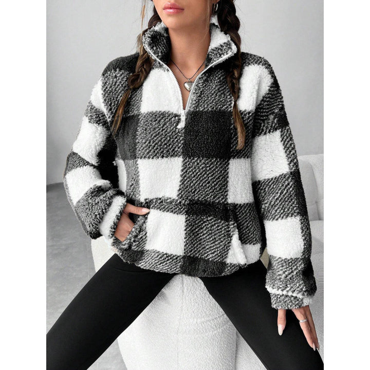 Damen kuscheliger Fleece-Pullover mit hohem Kragen Drune