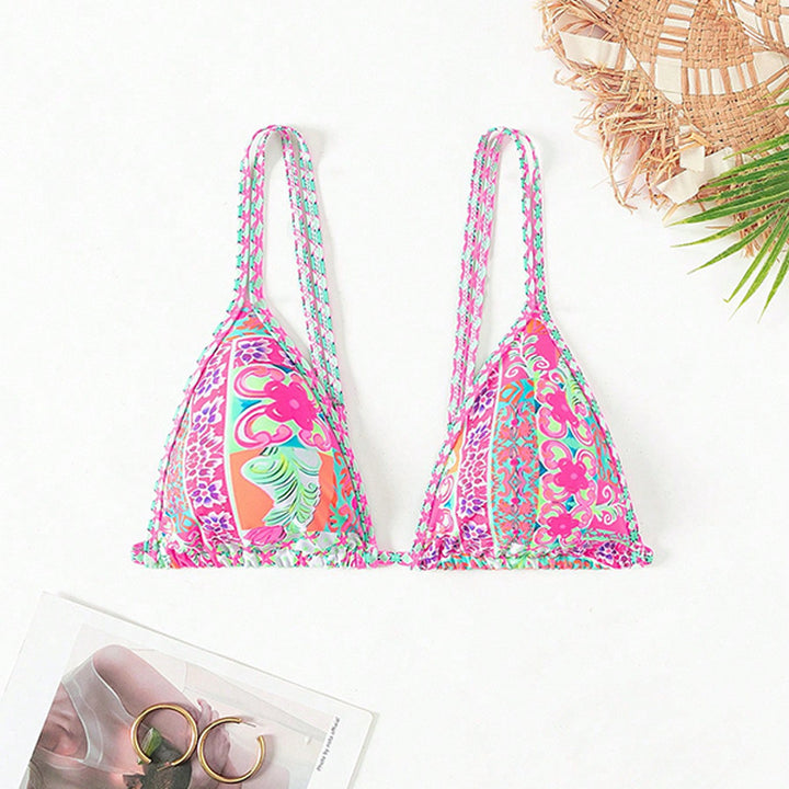 Damen Triangel-Bikini mit buntem Muster Drune
