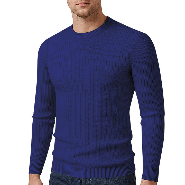 Herren modischer Strickpullover mit feinem Zopfmuster Drune