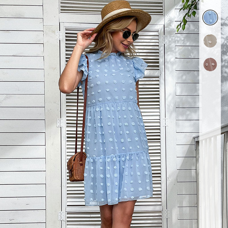 Damen luftiges Sommerkleid mit Rüschendetails und floralem Design Drune