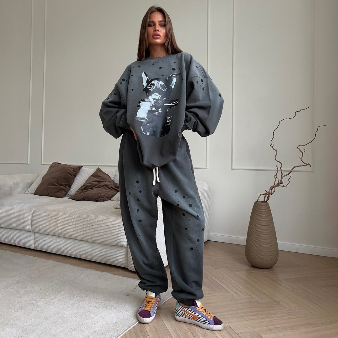 Damen oversized Sweatshirt mit grafischem Kunstmotiv und lässigem Schnitt Drune