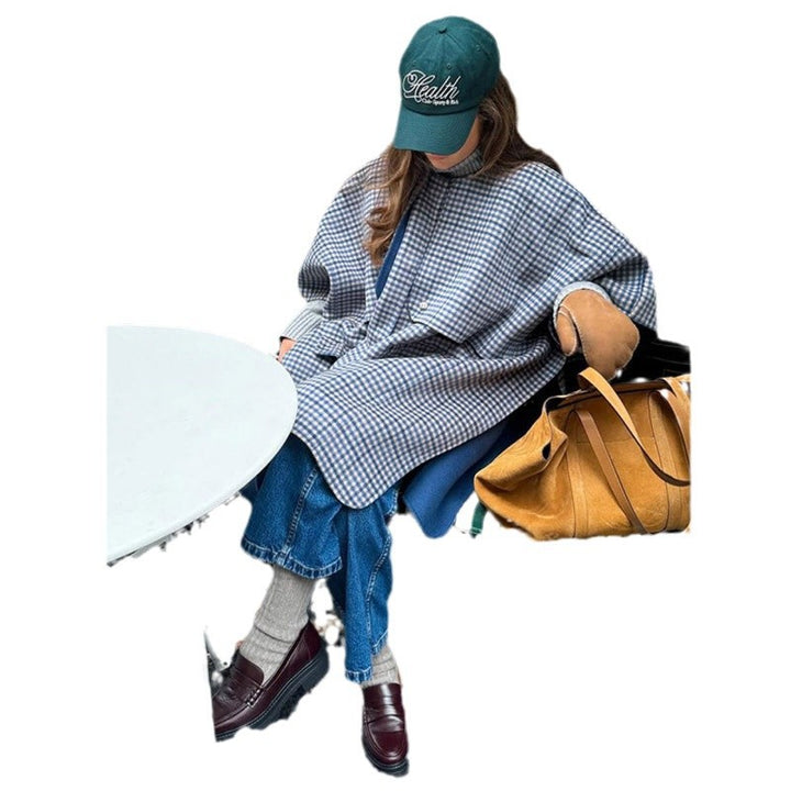 Damen Übergrößen-Hemdjacke mit Karomuster und lässiger Passform Drune