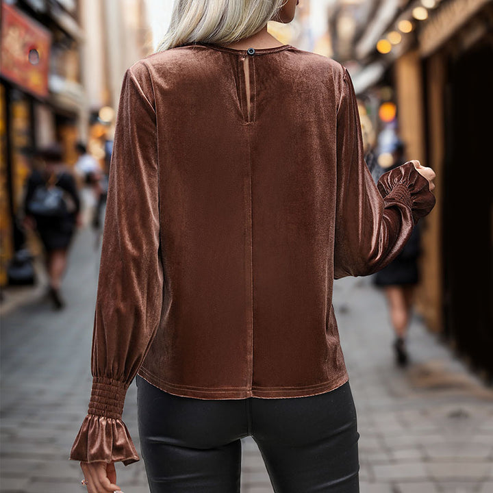 Damen elegantes Blusenshirt mit Spitzenapplikation Drune