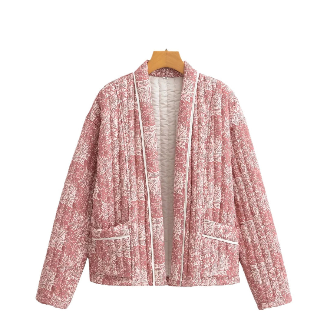 Damen Modische gesteppt Jacke mit floralem Muster Drune