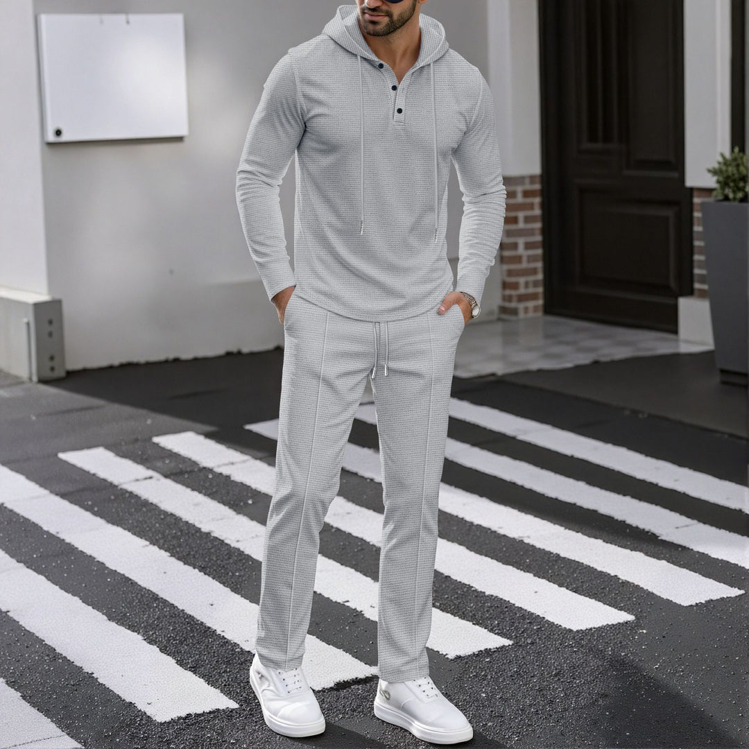 Herren Sportliches Zweiteiler Set mit atmungsaktivem Kapuzenoberteil und schlanker Jogginghose Drune