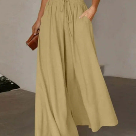 Damen Weite Palazzo-Hose mit elastischem Bund und praktischen Seitentaschen Drune