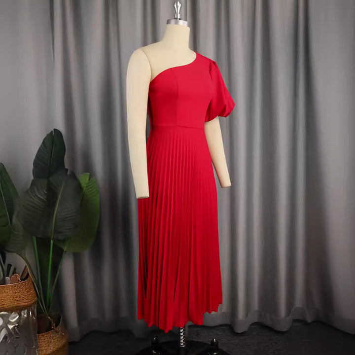 Damen Einseitiges Maxikleid mit Plissee-Details Drune