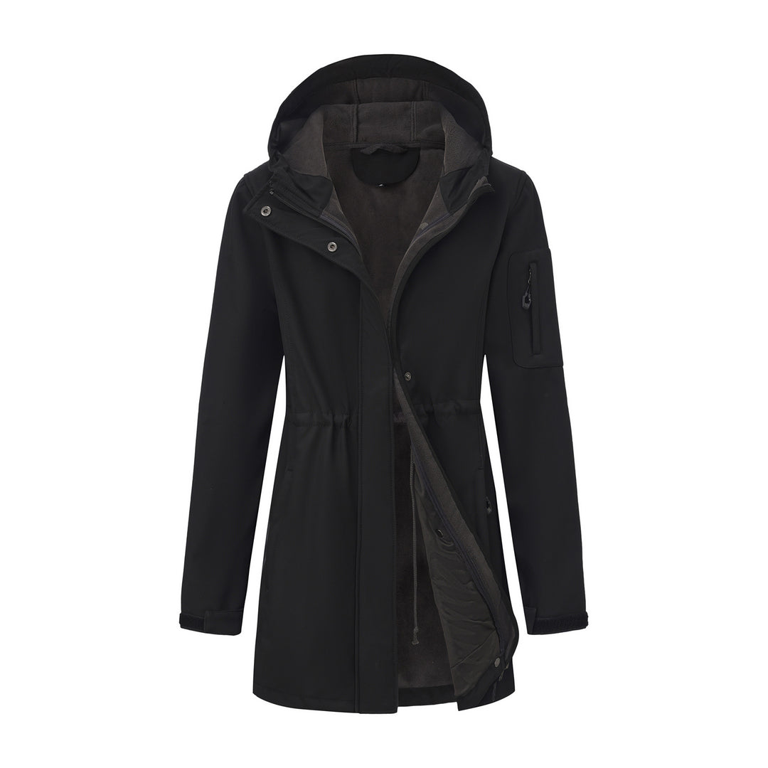 Damen nan funktionaler Softshell-Parka mit Teddyfleece-Futter, Kapuze und Taillenzug Drune