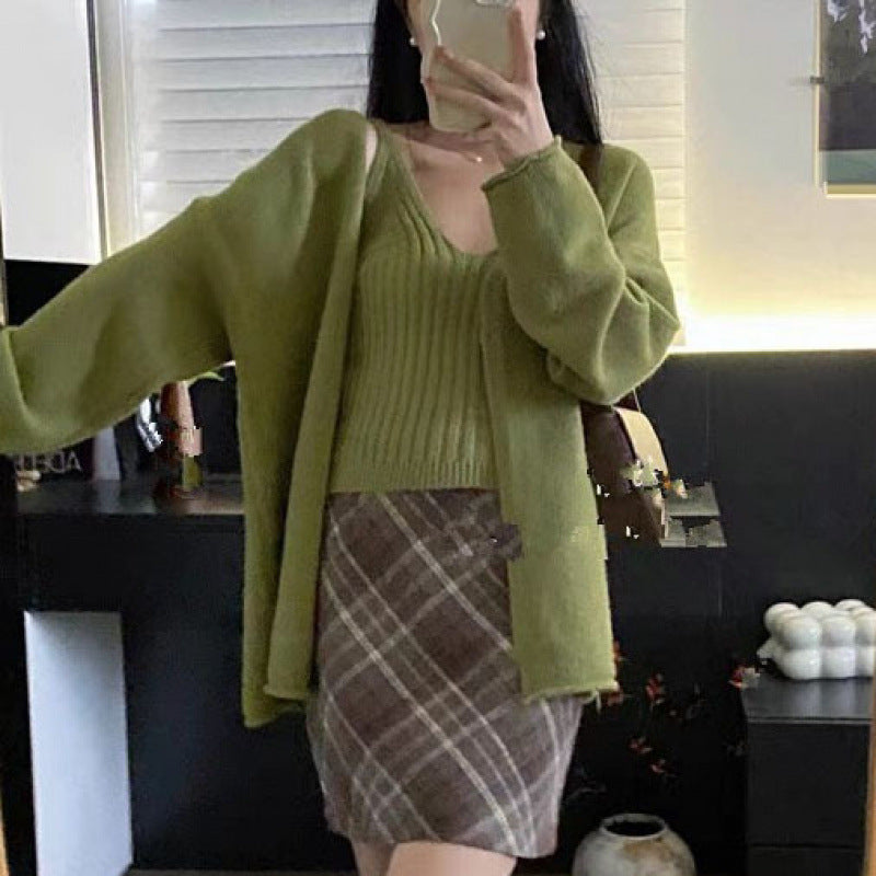 Damen lässiger Strickcardigan mit feiner Struktur und großen Knöpfen Drune