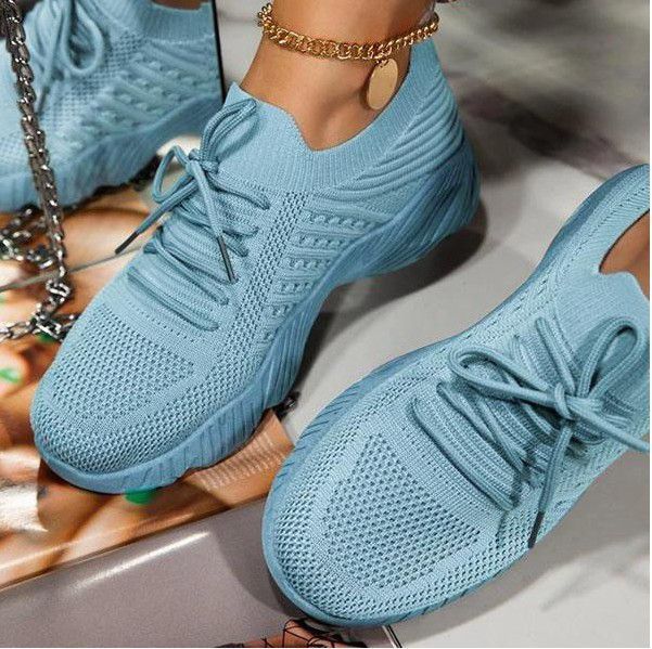 Damen nan leichte gestrickte Slip-On Sneaker mit Schnürdetail und gedämpfter Leichtsohle Drune