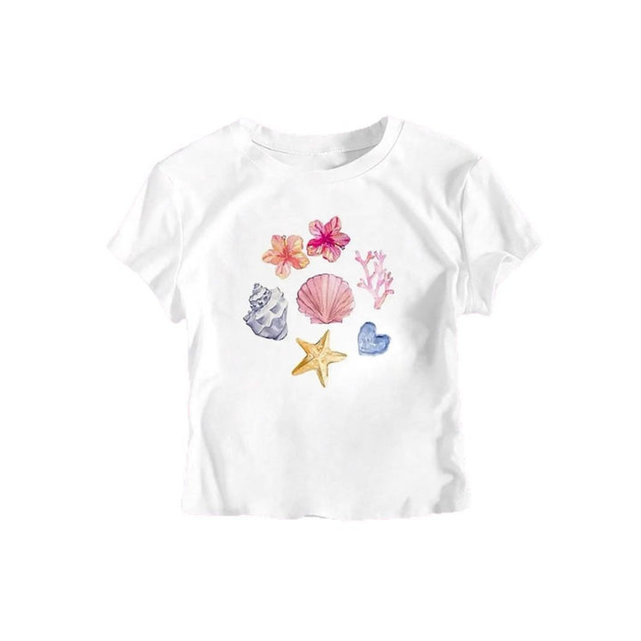 Damen Crop-T-Shirt mit maritimem Motiv Drune