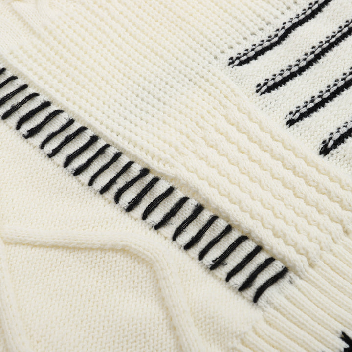 Damen lässiger Strickpullover mit grafischem Muster Drune