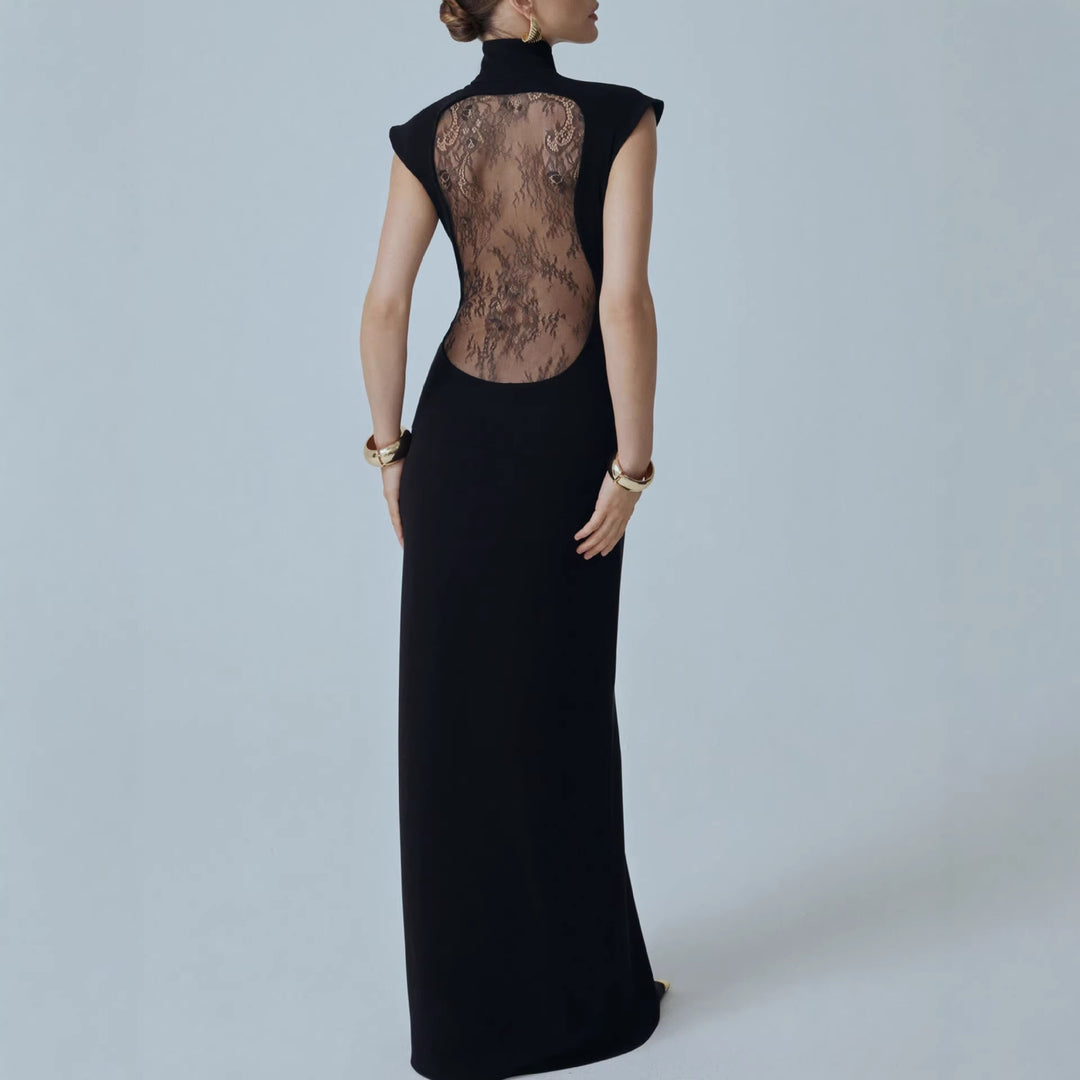Damen Elegantes Minikleid mit Spitzenbesatz und glamourösen Ärmeln Drune