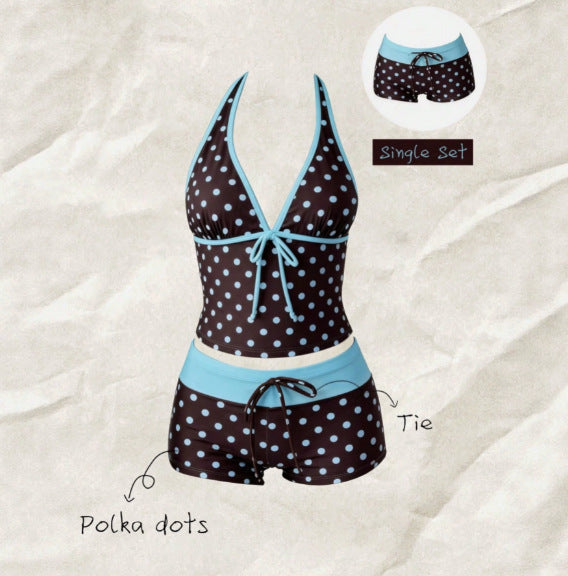Damen Tankini mit modischem Punktmuster und verstellbarem Halter Drune