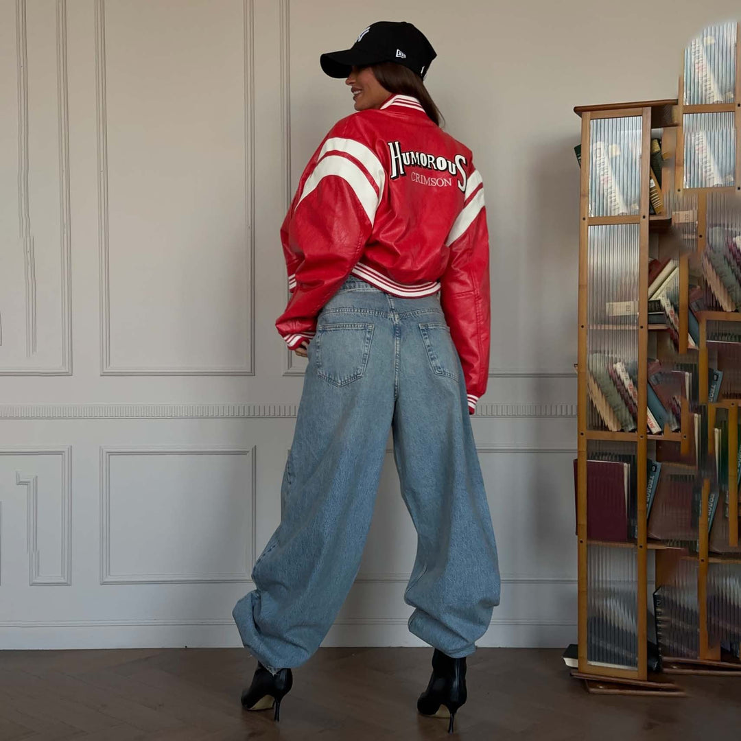 Damen sportliche Varsity-Jacke mit lässigem Schnitt und moderner Applikation Drune