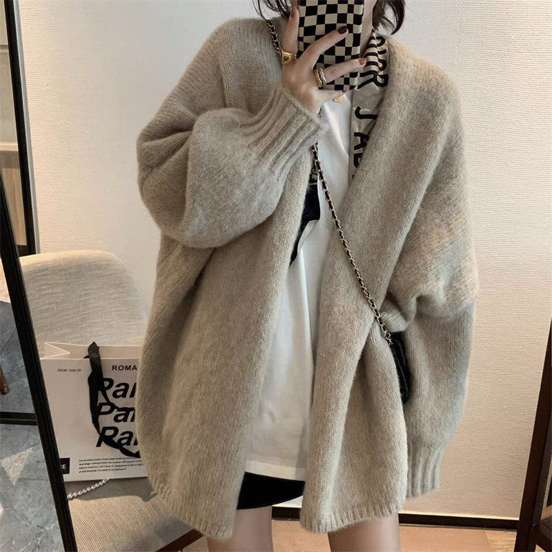 Damen Übergroßer und weicher Strickcardigan mit offenen Vorderteilen Drune