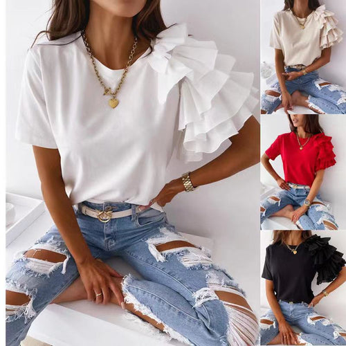 Damen T-Shirt mit trendigen Rüschendetails Drune