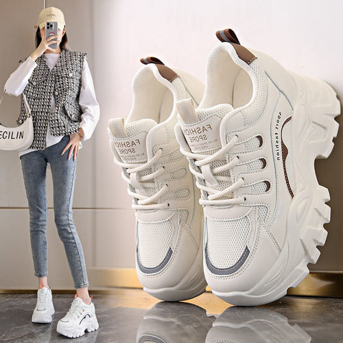 Damen Sportliche Sneakers mit atmungsaktivem Mesh-Obermaterial und dämpfender Sohle Drune