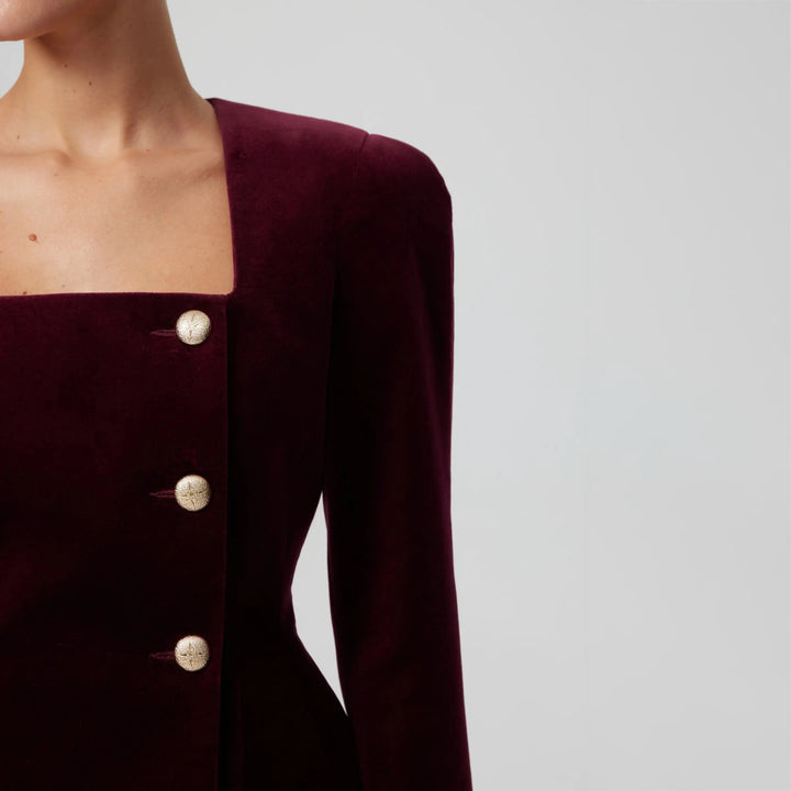 Damen Samt Blazer mit eleganten Knopfdetails Drune