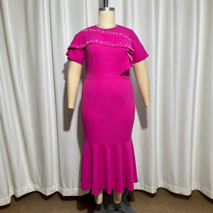 Damen Elegantes Figurbetontes Maxikleid mit Rüschendetails Drune