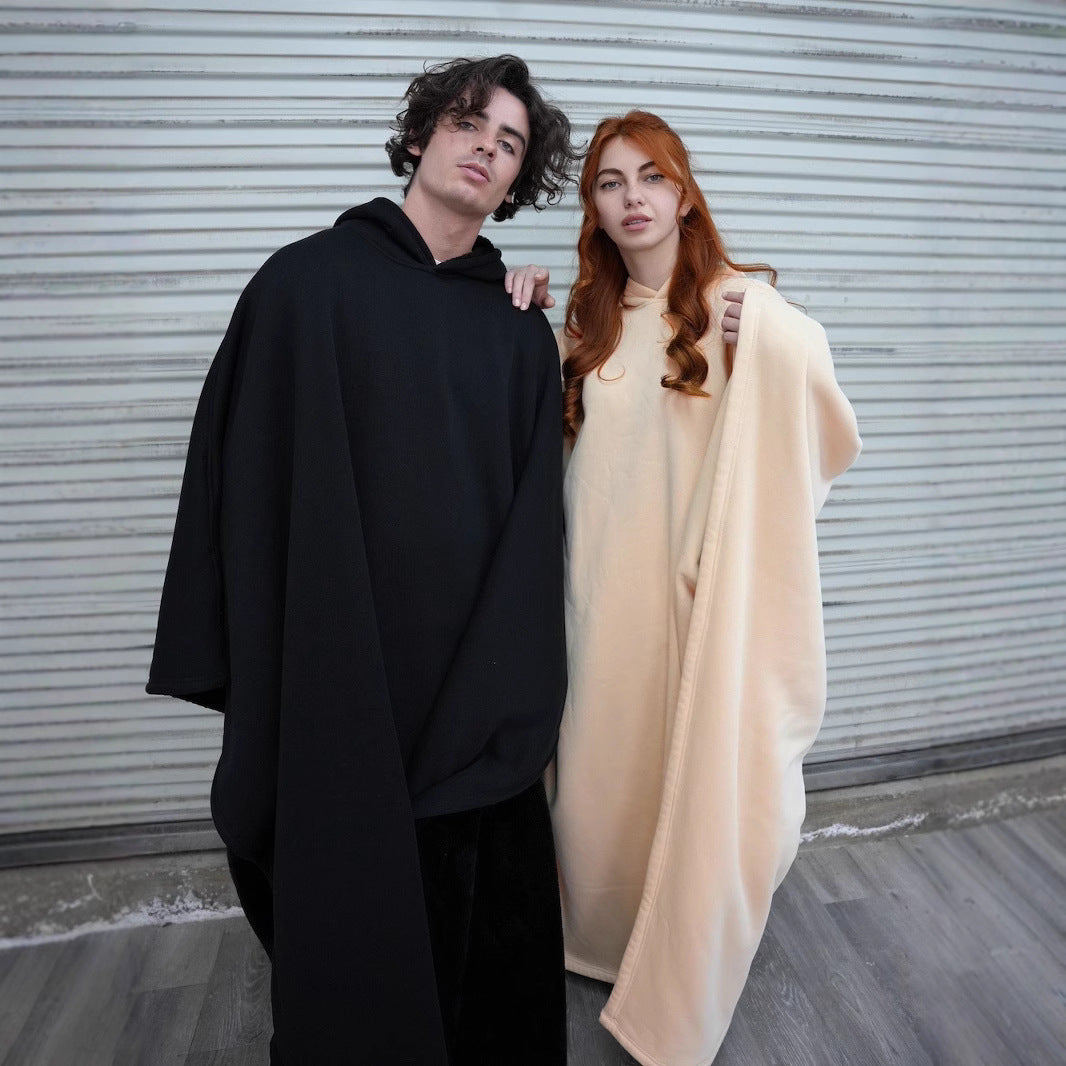 Unisex nan Kapuzen-Poncho Kuscheldecke mit weichem Futter und großzügigem Oversize-Schnitt Drune
