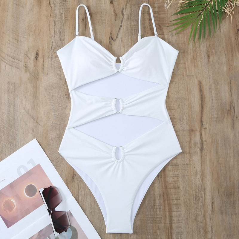 Damen Einteiler Badeanzug mit raffinierten Cut-Outs und stilvollem Wickeldetail Drune